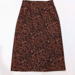 Briggs Brown Earthtones Paisley Long Skirt. Size 10 Petite
